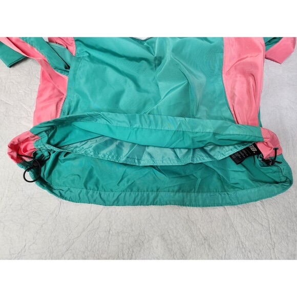 CSG 80s Retro Quarter Zip Pullover hooded Windbreaker Aqua/Pink Men's Size L - Picture 12 of 16